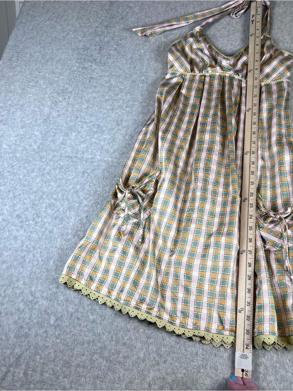 Silk Blend Women’s Halter Dress Plaid 90s Y2K Pockets Size XS - Picture 13 of 14